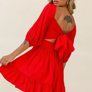 Selfie Leslie Abby Red Fun & Flirty Summer Dress Size XL NWT